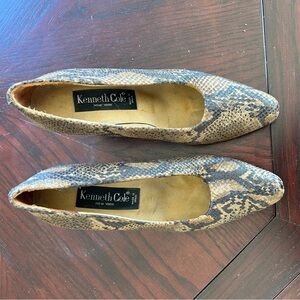 Kenneth Cole New York Snake-Print Pointed Flats in Brown and Black